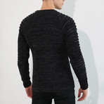 Crewneck Patterned Knit Sweater // Dark Gray (XL)