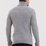 Turtleneck CableKnit Sweater // Light Gray (S)