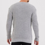 Wide Neck Thick Honeycomb Knit Sweater // Light Gray (2XL)