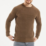 Crewneck Patterned Knit Sweater // Tan (M)