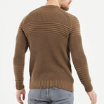 Crewneck Patterned Knit Sweater // Tan (M)