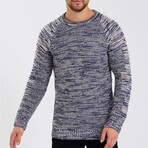 Crewneck Patterned Knit Sweater // Gray (L)