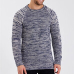 Crewneck Patterned Knit Sweater // Gray (L)