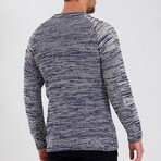 Crewneck Patterned Knit Sweater // Gray (L)