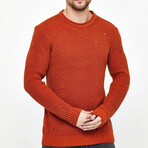 Crewneck Ragged Knit Sweater // Orange (2XL)