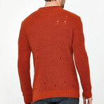 Crewneck Ragged Knit Sweater // Orange (2XL)