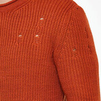 Crewneck Ragged Knit Sweater // Orange (2XL)