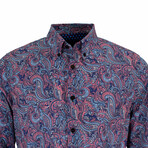 Button Up Shirt // Mitchell Paisley Goal Shirt In Strawberry (S)