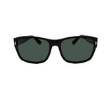 Men's Tom Ford FT0445 01N Square Sunglasses // Black + Green