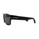 Men's Tom Ford FT0445 01N Square Sunglasses // Black + Green