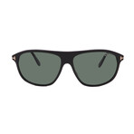 Men's Tom Ford FT1027/S 01R Square Sunglasses // Black + Green Polarized