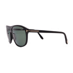 Men's Tom Ford FT1027/S 01R Square Sunglasses // Black + Green Polarized