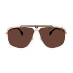 Men's Versace VE2242 100289 Aviator Sunglasses // Black Gold + Brown Gradient