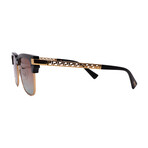 Men's Versace VE4447 GB1/E8 Square Sunglasses // Black Gold + Brown Gradient