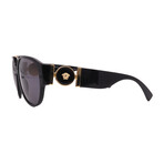 Men's Versace VE4371 GB1/81 Aviator Sunglasses // Black Gold + Grey Polarized