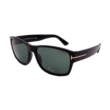 Men's Tom Ford FT0445 01N Square Sunglasses // Black + Green