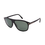 Men's Tom Ford FT1027/S 01R Square Sunglasses // Black + Green Polarized