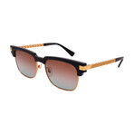 Men's Versace VE4447 GB1/E8 Square Sunglasses // Black Gold + Brown Gradient