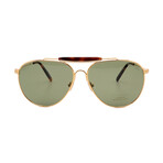 Men's Tom Ford FT0995/S 30N Aviator Sunglasses // Light Gold + Green