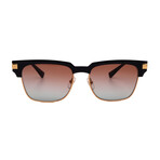 Men's Versace VE4447 GB1/E8 Square Sunglasses // Black Gold + Brown Gradient