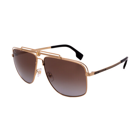 Men's Versace VE2242 100289 Aviator Sunglasses // Black Gold + Brown Gradient