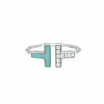 Tiffany & Co. // 18k White Gold T Wire Diamond + Turquoise Ring // Ring Size: 6 // Store Display