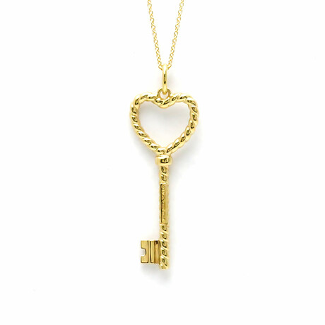 Tiffany & Co. // 18k Yellow Gold Twisted Heart Key Pendant Necklace // 18.11" // Store Display