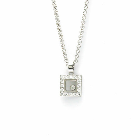 Chopard // 18k White Gold Happy Diamond Pendant Necklace // 16.53" // Store Display