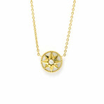 Dior // 18k Yellow Gold Rose Des Vents Diamond + Mother of Pearl Necklace // 14.96"-16.53" // Store Display