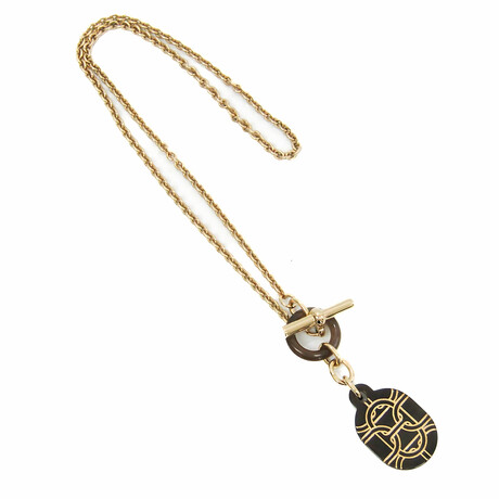 Hermes // Metal + Buffalo Horn Chaine D'Ancre Pendant Necklace // 16.14" // Store Display