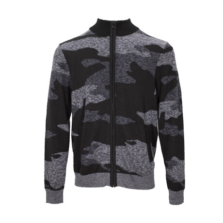 Carlo Merino Camo Full Zip Sweater // Charcoal (EU S/US XS)