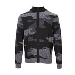 Carlo Merino Camo Full Zip Sweater // Charcoal (EU S/US XS)