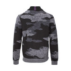 Carlo Merino Camo Full Zip Sweater // Charcoal (EU S/US XS)