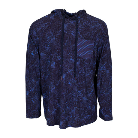 Horace Paisley Swirl Hoodie // Navy (EU S/US XS)