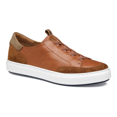 Anson Stretch Lace-To-Toe Leather & Suede Sneaker // Cognac (8)