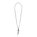 Piero Milano // 18K Black Gold + 18k White Gold Tsavorite Garnet + Diamond Necklace // 16" // New