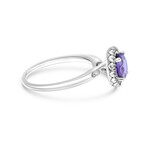 SuperOro // 14K White Gold Amethyst + Diamond Gemstone Ring // Ring Size: 7 // New