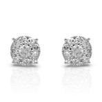 14K White Gold Diamond Stud Earrings I // New