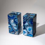 Genuine Square Blue Agate Desk Lamp Set from Brazil // 13" // 10.4 lbs Each