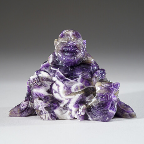 Genuine Polished Chevron Amethyst Buddha Carving // 1.4 lbs