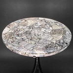 Genuine Large Polished Howlite Round Table Top // 19.5 lbs