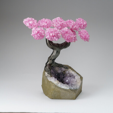 Custom Genuine Rose Quartz Clustered Gemstone Tree on Amethyst matrix // The Love Tree // v.1