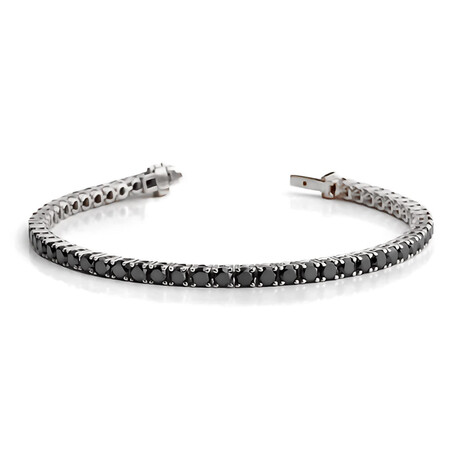 14K White Gold Black Diamond Tennis Bracelet // 7" // New