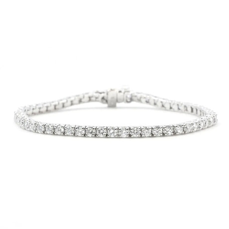 14K White Gold Natural Diamond Tennis Bracelet III // 7" // New