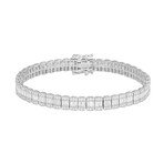 14K White Gold Round + Baguette Diamond Tennis Bracelet // 7" // New