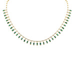 14k Yellow Gold Natural Diamond + Natural Emerald Necklace // 16" // New