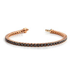 14K Rose Gold Black Diamond Tennis Bracelet // 7" // New