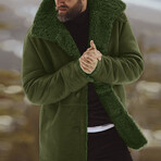 Faux Fur Lined Jacket // Green (L)