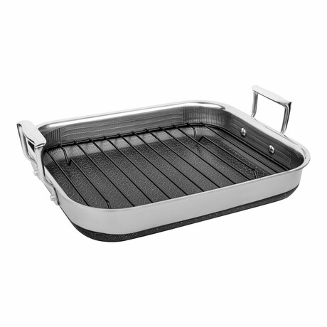 DiamondClad by Livwell 14" x 12" Hybrid Nonstick Stainless Steel Roasting Pan with Rack