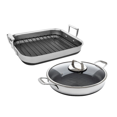 DiamondClad by Livwell 4pc Hybrid Nonstick Stainless Steel Roasting Set